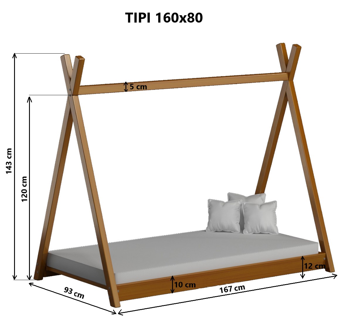 Postel teepee 160x80 růžová
