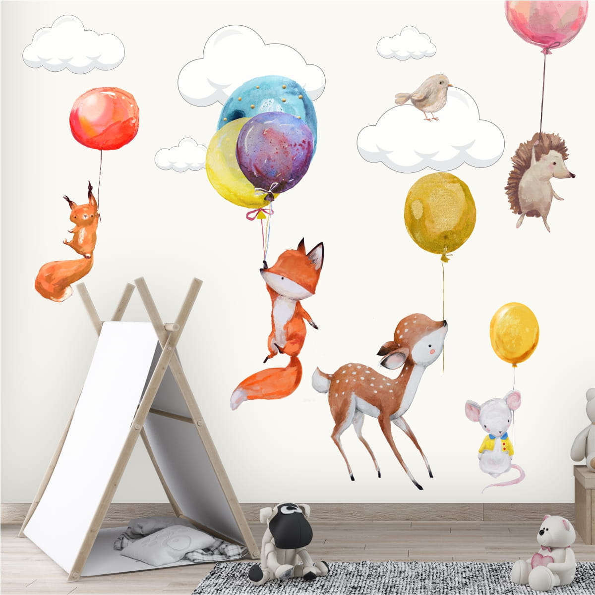 Samolepky na zeď Zvířátka s balonem