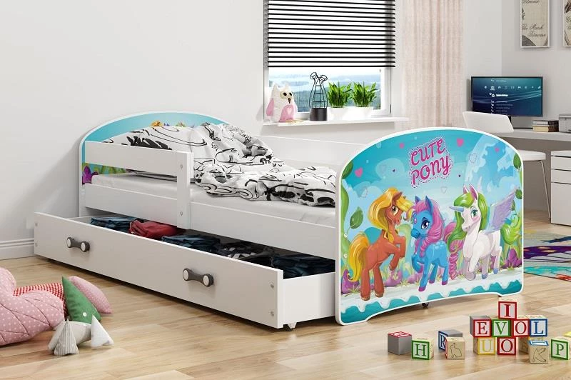Dětská postel Luki pony 160x80 s úložným prostorem