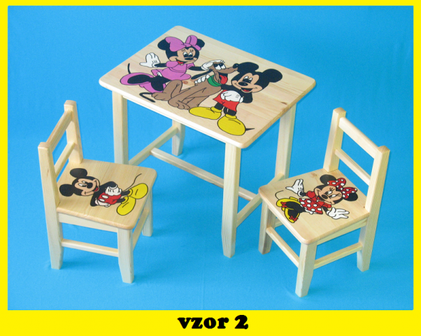Dětský stůl s židlemi mickey + malý stoleček zdarma !!