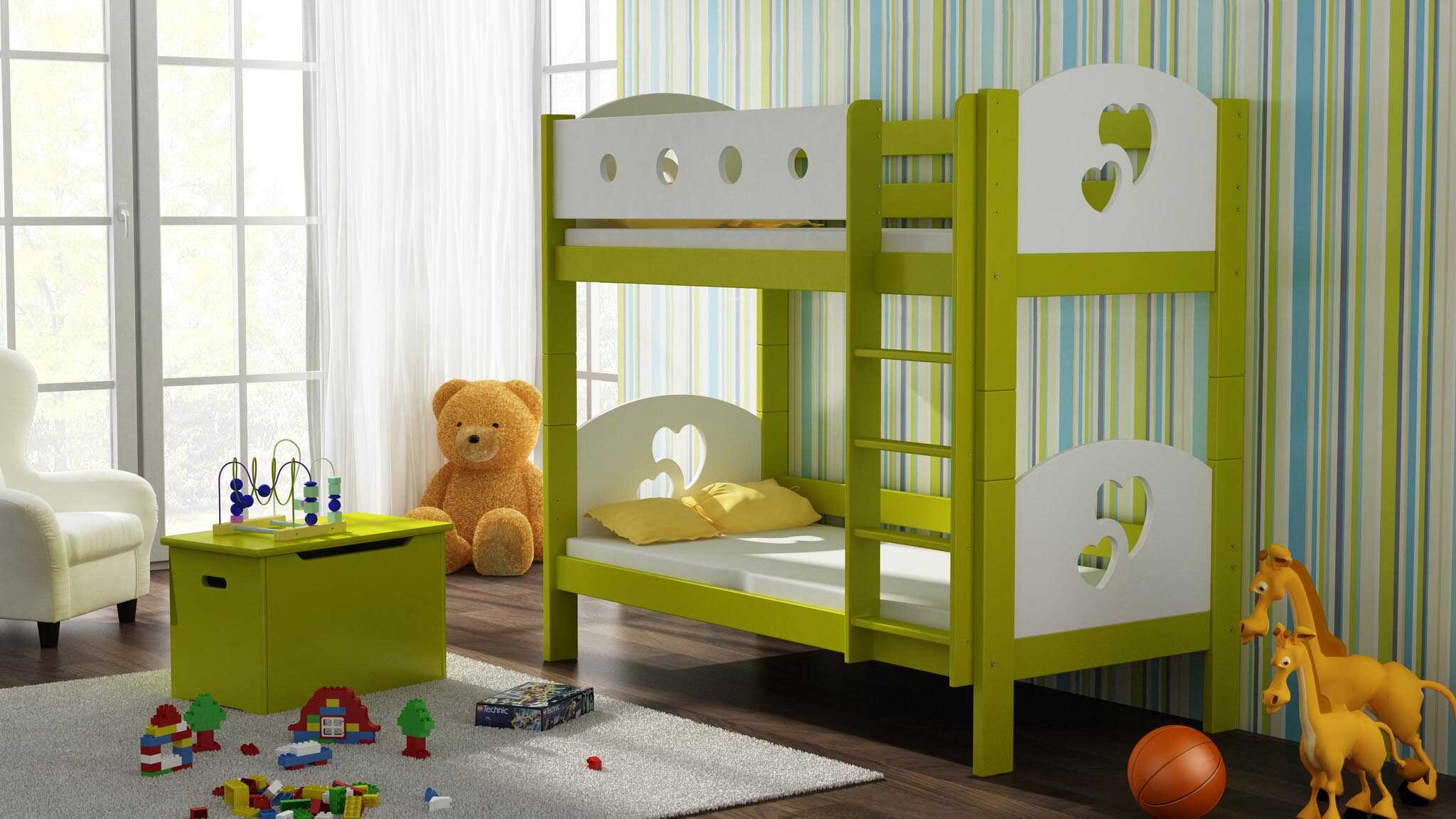 Patrová postel Srdce 180x80 10 barevných variant !