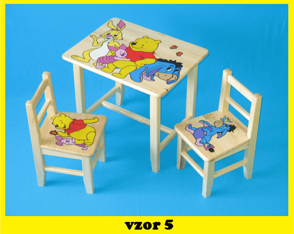 Dětský Stůl s židlemi Pů + malý stoleček zdarma !!