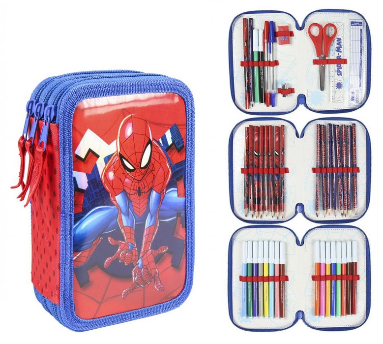 Školní penál třípatrový s náplní Spiderman