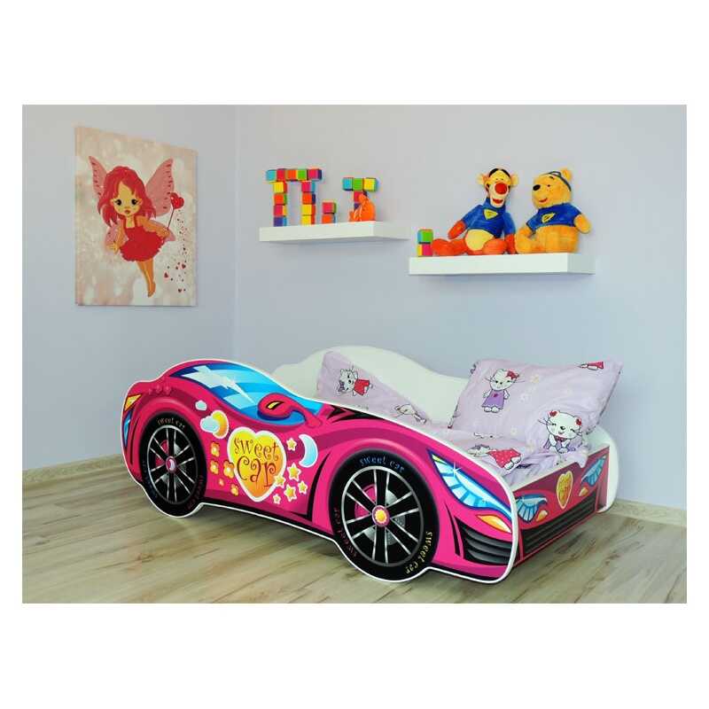 Dětská postel Racing růžový 140x70