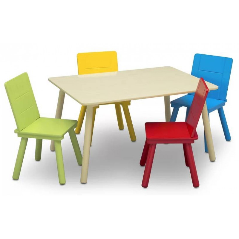 Dětský stůl se čtyřmi židlemi Multicolor