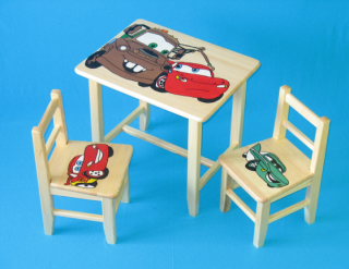 Dětský stůl s židlemi Auta + malý stoleček zdarma